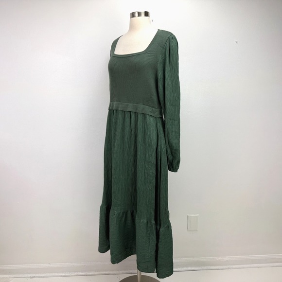 Baltic Born NWT Alva Sweater Midi Dress XL Dusty Green Square Neck Crinkle Boho - Picture 8 of 16